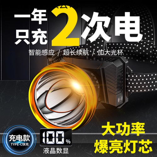 ♔公牛適用頭燈2025新款強光超亮充電頭戴式照明燈戶外登山釣魚工