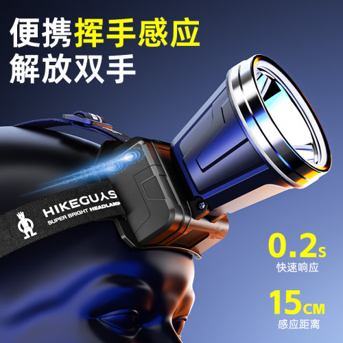頭燈5新強光超亮充電鋰電頭戴式戶外夜釣魚用感應照明礦燈