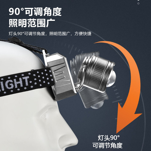 智能揮手感應開關頭燈旋轉調焦高亮戶外防水頭戴式應急照明工作燈