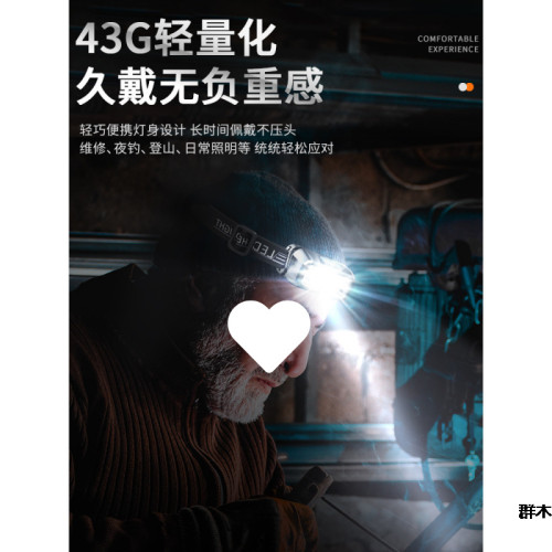 兒童頭燈強光夏令營頭戴式超亮充電長續航戶外超輕可攜式露營趕海