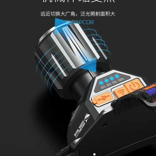 頭燈2024新款強光超亮夜釣魚趕海頭戴式手電筒感應長續航充電