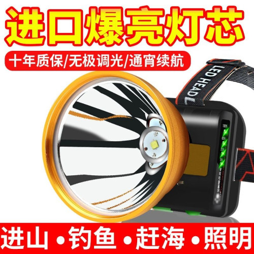 強光頭燈超長續航礦充電超亮頭戴式手電筒感應釣魚遠射夜釣