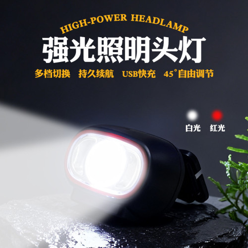 超亮戶外超長續航頭戴式照明手感應頭燈強光夜釣釣魚充電頭燈