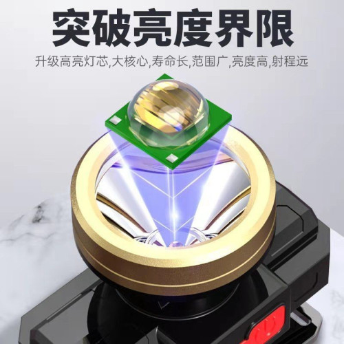 LED頭燈強光超亮頭戴遠射充電式手電筒戶外家用夜釣魚大黃光
