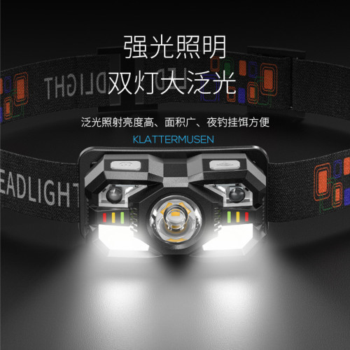 強光感應頭燈夜釣魚戶外可充電超亮長續航頭戴式小手電筒鋰電紅光