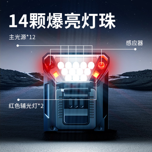 沃爾森釣魚頭燈強光超亮充電夜釣燈頭戴感應超長續航帽夾