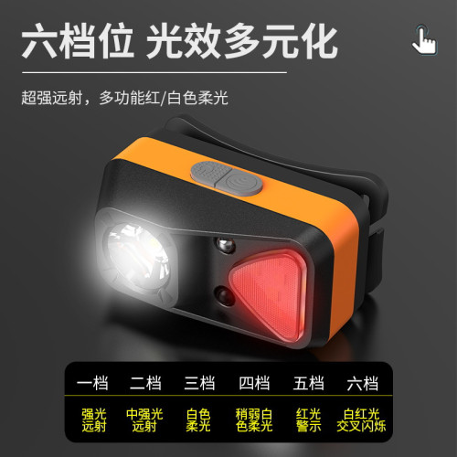智能感應頭燈夜釣夾帽燈戶外夜跑可攜式夜燈工作應急燈強光頭燈