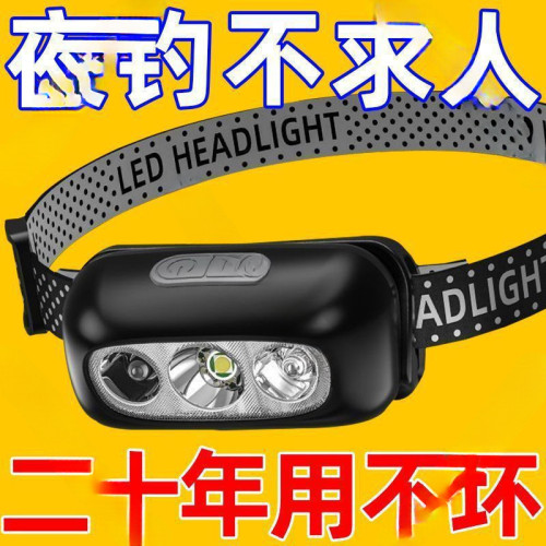 頭燈超亮可充電頭戴式強光感應特亮手電筒小型可攜式夜釣魚燈