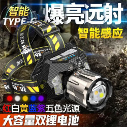 強光LED充電超亮頭戴式頭燈戶外手電筒釣魚遠射感應續航礦燈