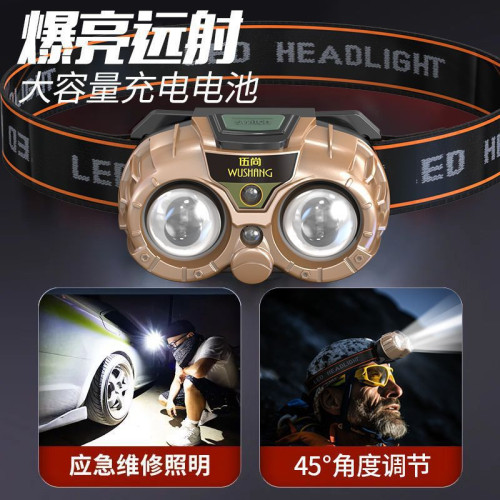頭燈超亮可充電頭戴式強光感應特亮手電筒夜釣魚燈電燈續航