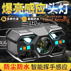 夜釣釣魚LED感應頭燈超長續航強光爆亮遠射充電頭戴式礦工頭燈