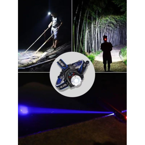 LED頭燈強光充電式感應變焦超亮遠射頭戴式手電筒夜釣魚燈礦燈