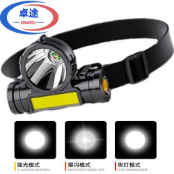 戶外COB充電頭戴式手電筒LED釣魚充電強光頭燈泛光礦頭燈