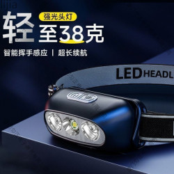 頭燈超亮可充電頭戴式強光感應特亮手電筒小型可攜式夜釣魚燈