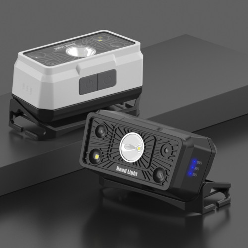 新款可攜式智能揮手感應頭燈戶外騎行夜釣跑步頭燈USB充電頭燈