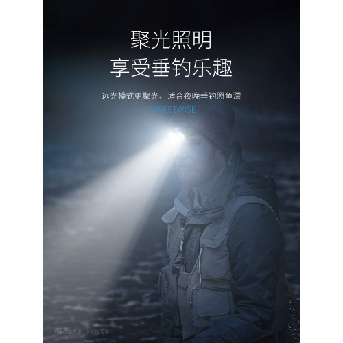 強光超亮夜釣燈頭燈長續航釣魚專用超輕感應可充電頭戴式戶外登山