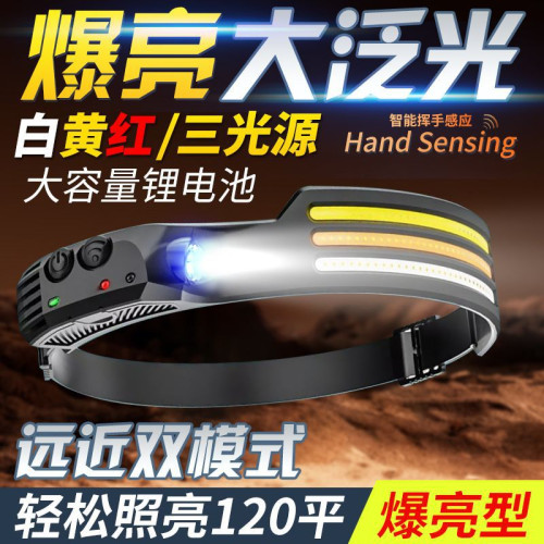 感應頭燈強光充電夜釣魚專用戶外登山超亮頭戴工作燈照明燈