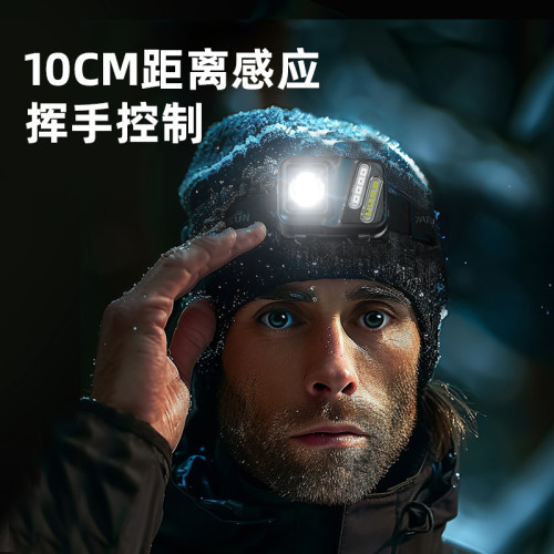 沃爾森頭燈強光超亮超長續航登山戶外感應充電頭戴夜釣用照明燈