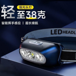 頭燈超亮可充電頭戴式強光感應特亮手電筒小型可攜式夜釣魚燈