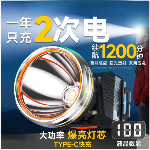 頭燈強光充電超亮頭戴式超長續航手電筒戶外感應釣魚用夜釣礦燈
