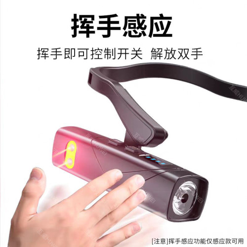 戶外戴久超亮長超輕頭燈感應頭戴燈勒頭掛耳續航照明電筒夜釣不