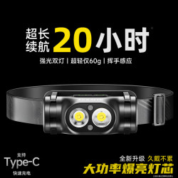 奧克斯頭燈超長續航2026新款強光超亮夜釣魚專用感應頭戴式照明燈