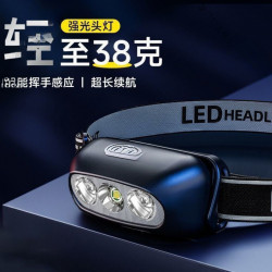 頭燈超亮可充電頭戴式強光感應特亮手電筒小型可攜式夜釣魚燈