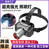 強光頭燈變焦白黃雙光源燈高亮雷射USB充電長續航夜釣頭戴燈