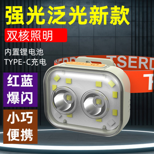 新款帽夾燈跑步燈頭燈釣魚多功能可攜式可充電照明戶外露營頭燈