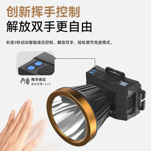 *新款頭燈強光充電超亮頭戴式釣魚礦燈感應手電筒戶外