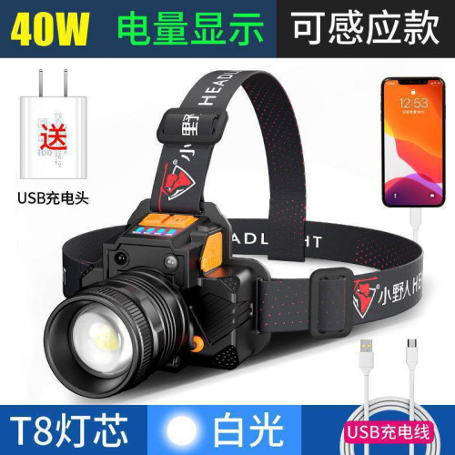 頭燈強光可充電頭戴式手電筒野外超亮夜釣魚燈感應礦燈