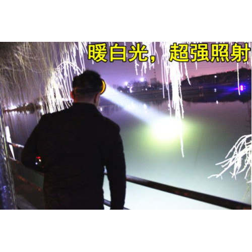 12V頭燈led強光P70超亮P100大光九核釣魚散光黃光外接電瓶白藍光