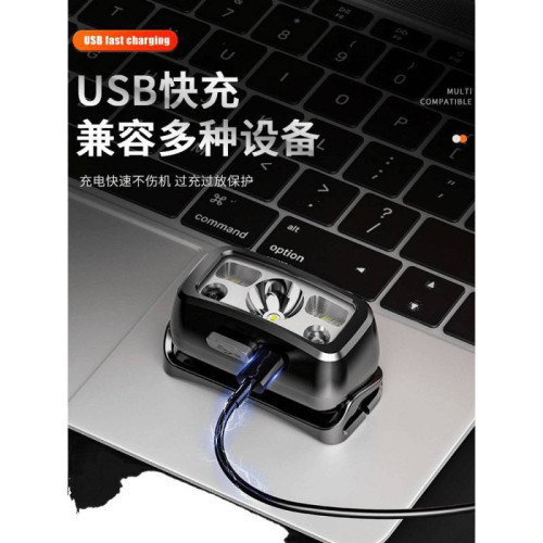 兒童頭燈強光夏令營頭戴式超亮充電長續航戶外超輕可攜式露營趕海
