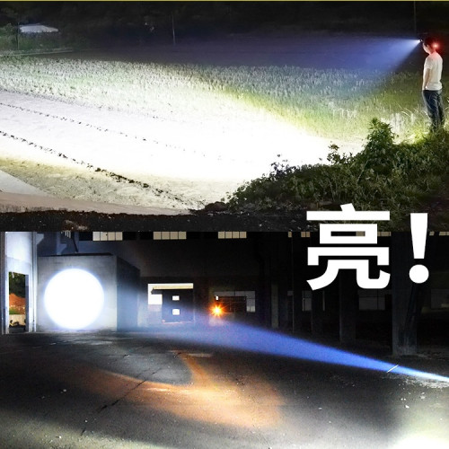 新款超亮充電式頭戴手電筒100小時夜釣釣魚野外強光頭燈