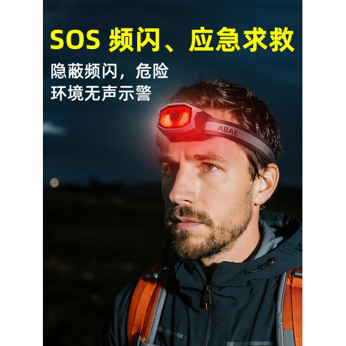 ABAE登山夜爬頭燈釣魚專用感應強光超亮充電頭戴式超長續航夜