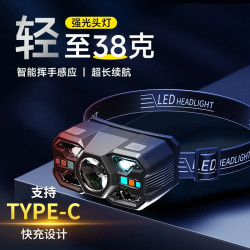 感應頭燈釣魚遠射專用LED超輕頭戴式超長續航強光充電超亮戶外廠