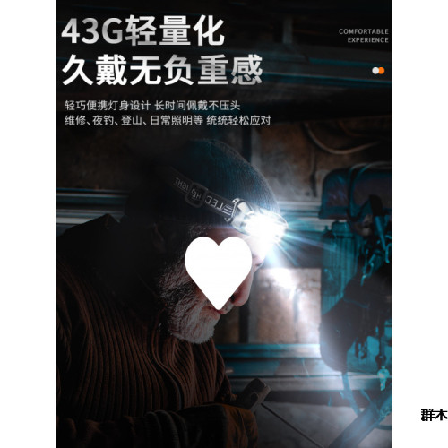 兒童頭燈強光夏令營頭戴式超亮充電長續航戶外超輕可攜式露營趕海
