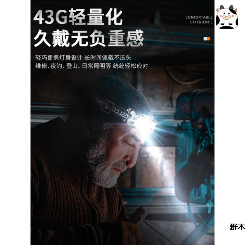 兒童頭燈強光夏令營頭戴式超亮充電長續航戶外超輕可攜式露營趕海