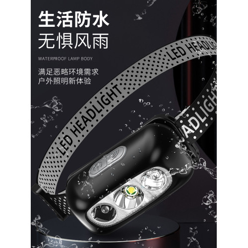 強光頭燈超亮充電頭戴式夜釣魚戶外照明超長續航感應小手電筒登山