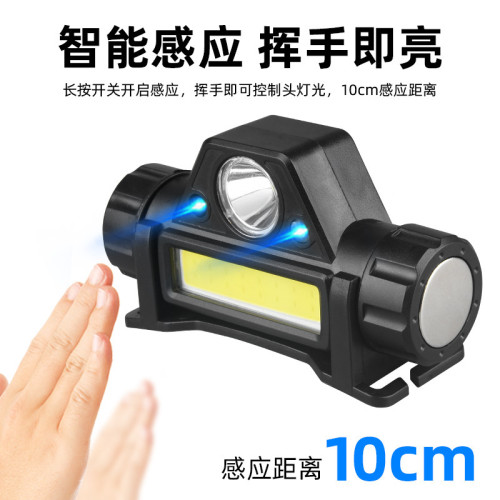 頭戴式強光頭燈USB充電長續航遠射戶外超輕小號多功能家用COB頭燈