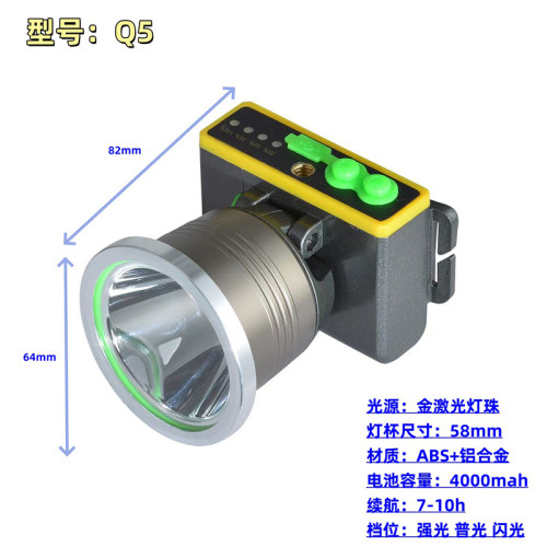 鋰電頭燈雷射砲燈珠大光斑輕巧超音波LED戶外強光頭燈防水頭燈 家