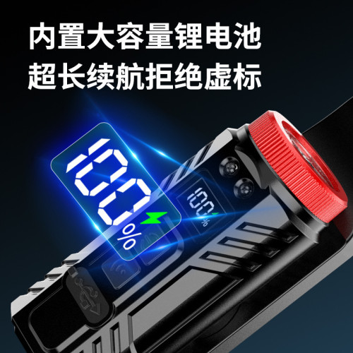 新款矽膠三頭可充電夜跑步騎行野露營感應頭戴燈 可調COB頭燈