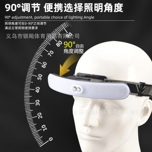新款COB頭燈 USB充電戶外騎行泛光頭燈 紅光警示強光跑步頭燈