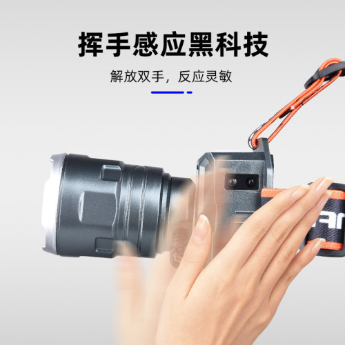 戶外多功能變焦感應頭燈四光源八檔強光鋁合金塑膠帶數顯釣魚頭燈