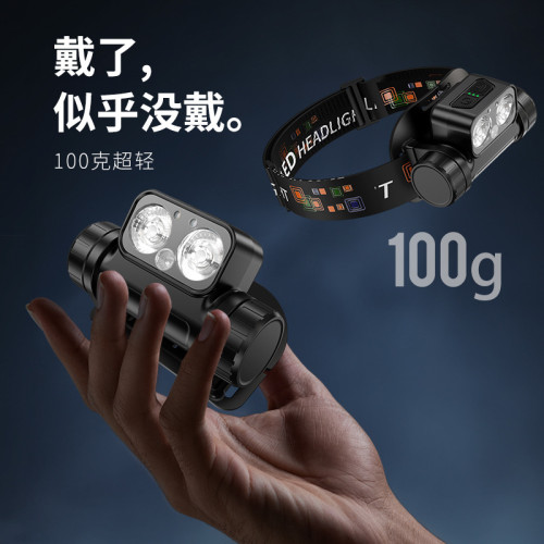 2025新款夜釣頭燈釣魚超長續航100小時紅光驅蚊頭戴式感應燈