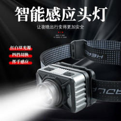 新款揮手感應強光頭燈戶外騎行燈USB充電夜跑步燈釣魚強光頭