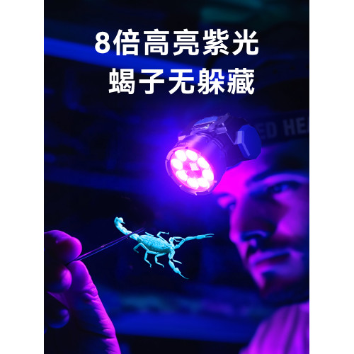 LEM蠍子燈2025新款強光款大功率型充電紫光頭燈長續航頭