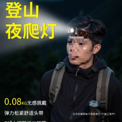 登山頭燈戶外強光超亮可充電感應頭戴式超長續航夜爬徒步登山運動