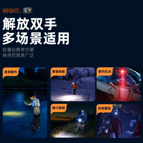 頭燈強光超亮感應頭戴式釣魚超長續航戶外登山夜釣照明燈