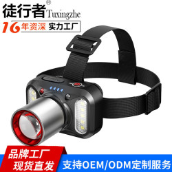新款戶外led頭燈充電強光照明射燈鋰電長續航爆亮燈野外夜釣
